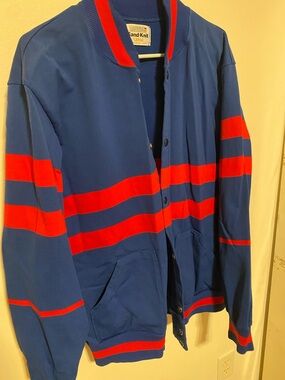 VINTAGE Men’s Blue & Red Stripe Bomber Jacket